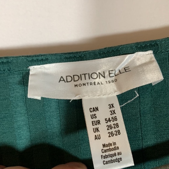 Addition Elle Green Striped V-Neck Front Knot Top - Picture 5 of 6